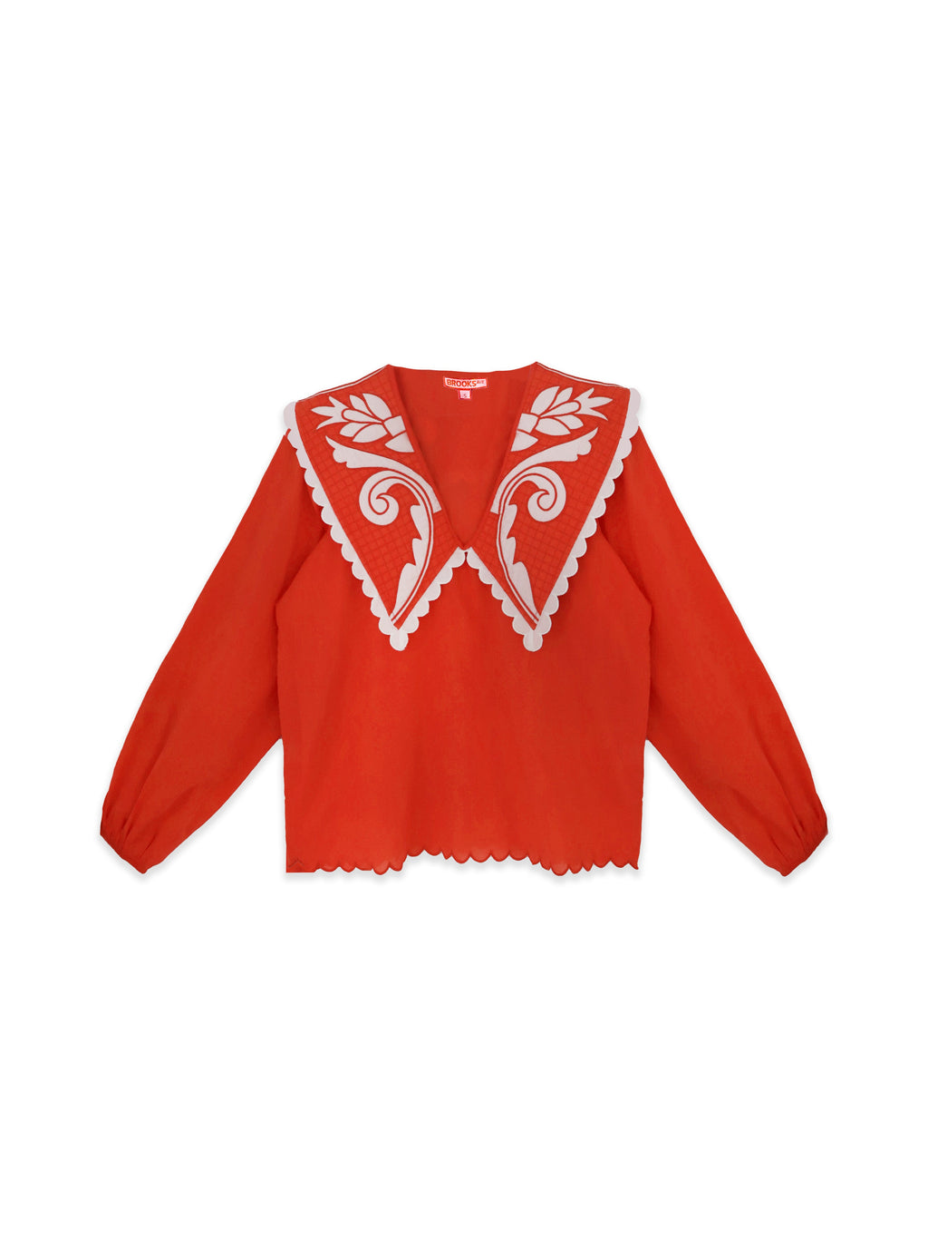 Emma Deep V Quilted Collar Blouse - Coral