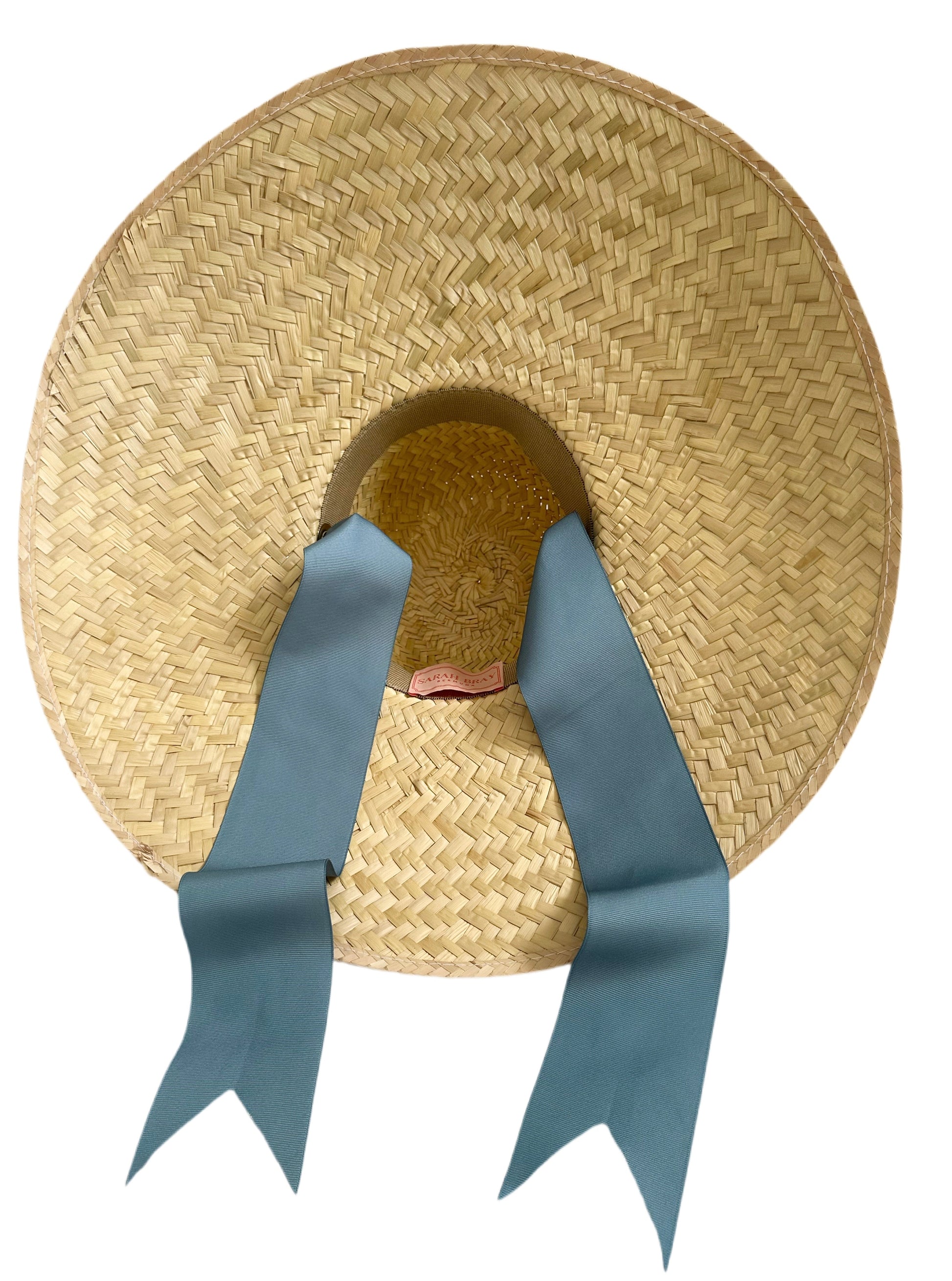 Geranium Sun Hat - Short & Wide French Blue Grosgrain Ribbon