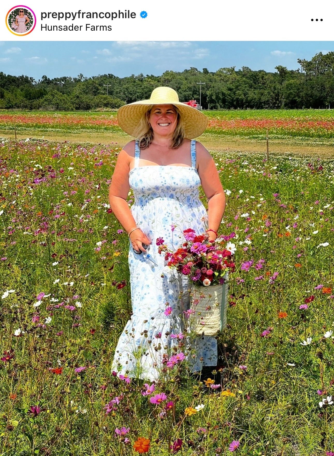 Geranium Sun Hat - Short & Wide French Blue Grosgrain Ribbon