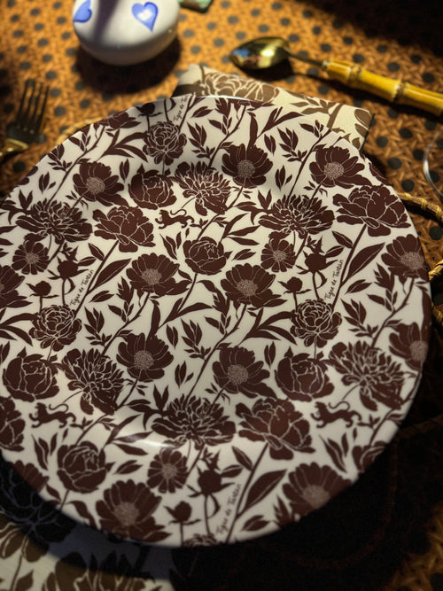 10" Melamine Dinner Plate, COCONUT PEONY, Set of 6
