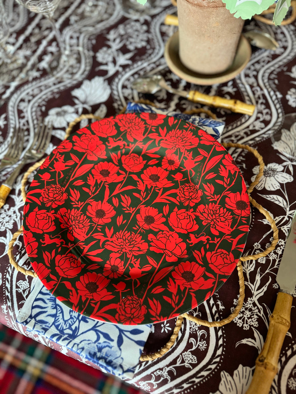 10" Melamine Dinner Plate, ITALIAN PEONY, Set of 6