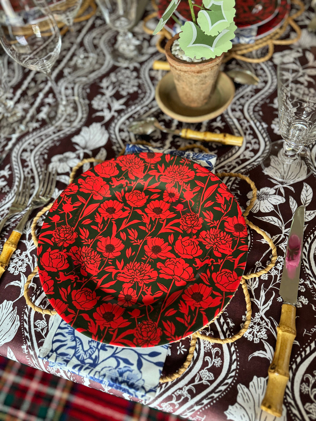 10" Melamine Dinner Plate, ITALIAN PEONY, Set of 6