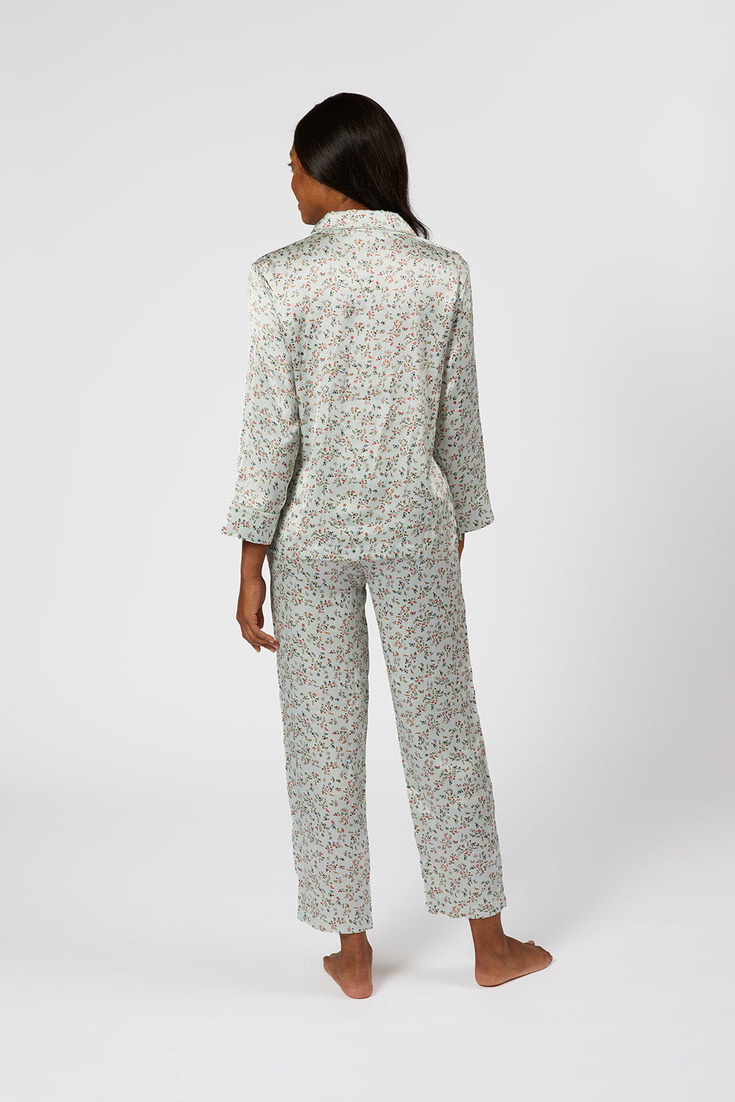 BIRDIE SATIN LONG FLORAL PAJAMAS