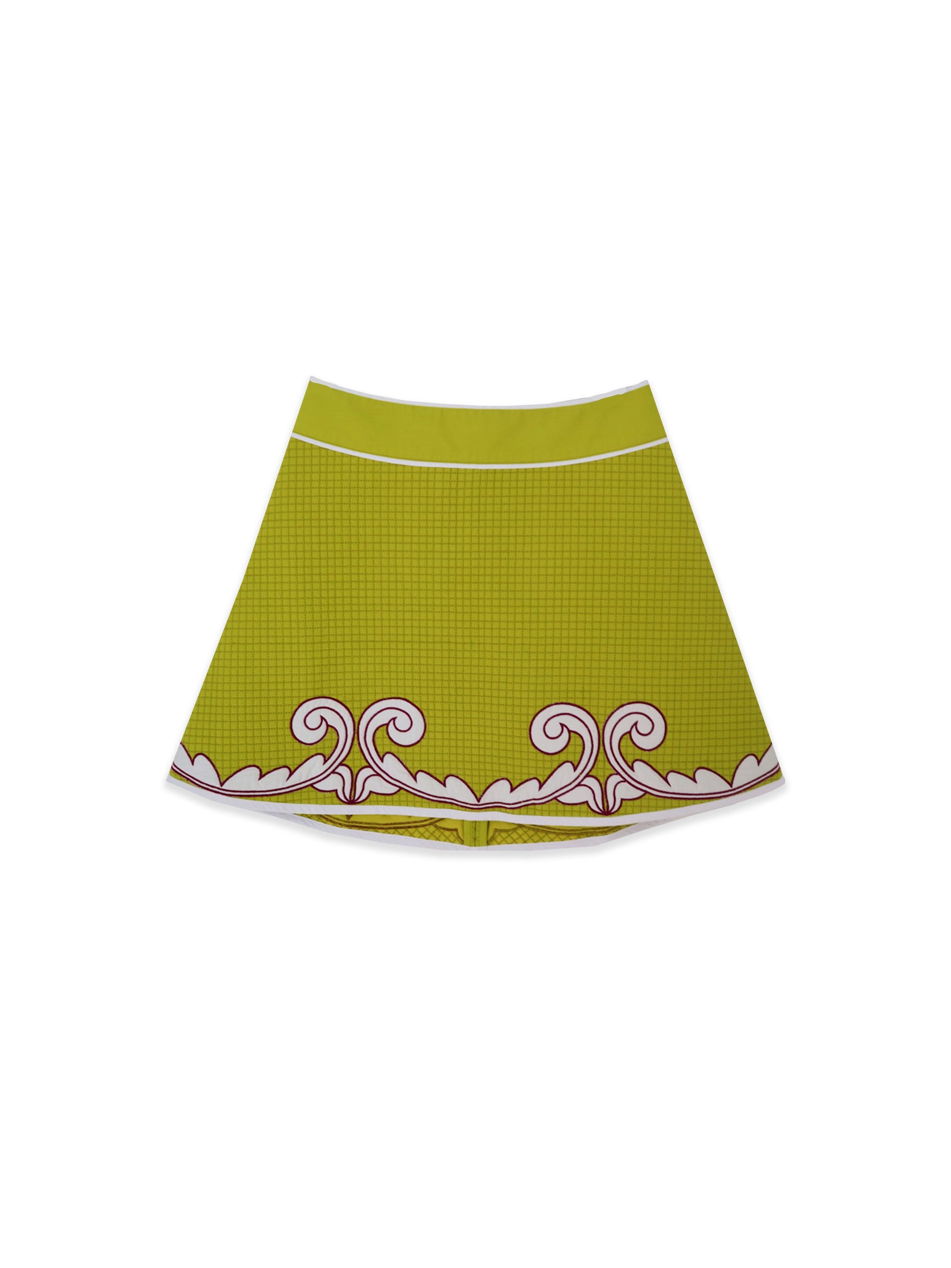 Park Quilted Mini Skirt - Pear Trapunto
