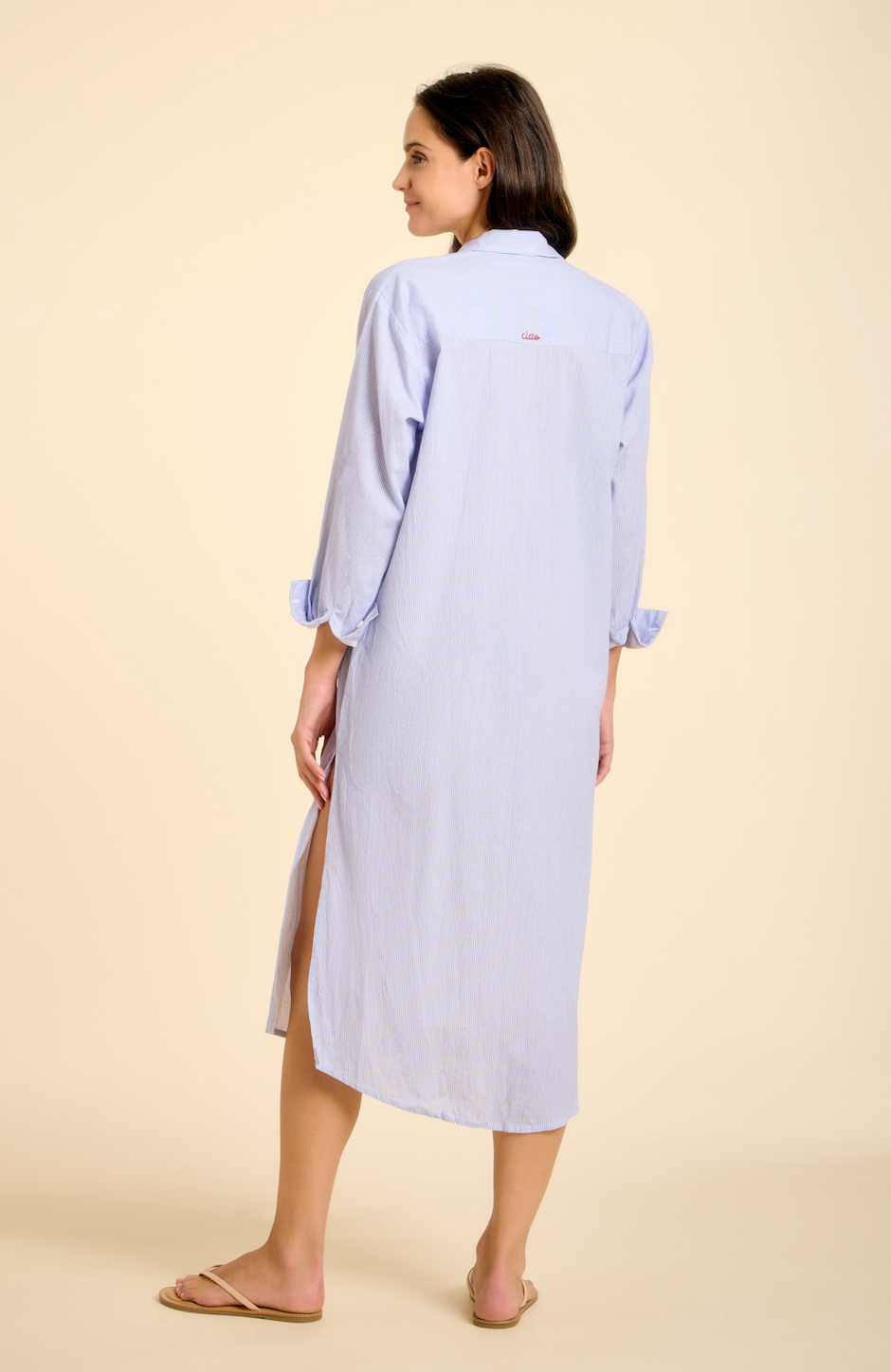 Lido Midi Shirt Dress - Light Blue Stripes with Ciao