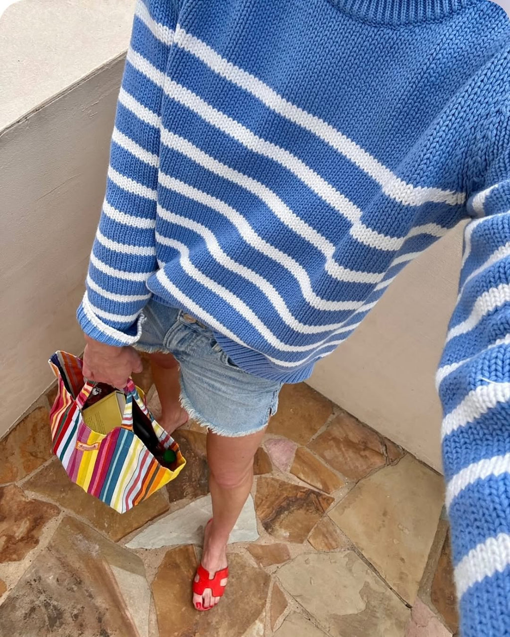 French Blue White Stripe Sweater