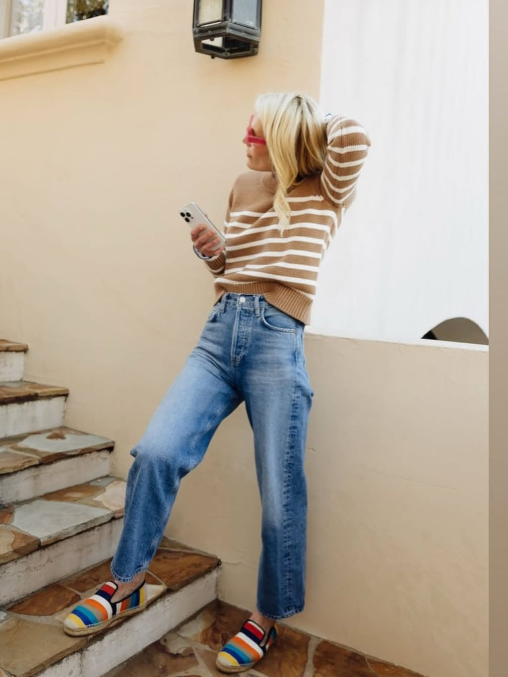 Sand White Stripe Sweater