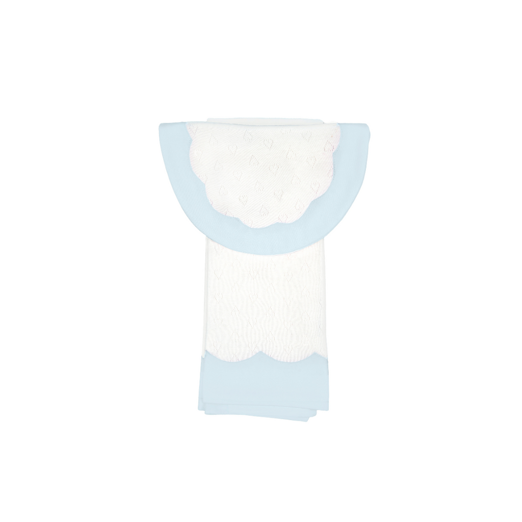 BABY SCALLOPED HEART COTTON KNIT BIB & BURP SET