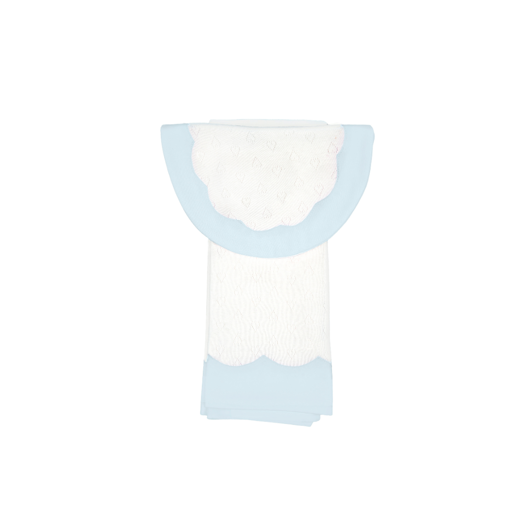 BABY SCALLOPED HEART COTTON KNIT BIB & BURP SET