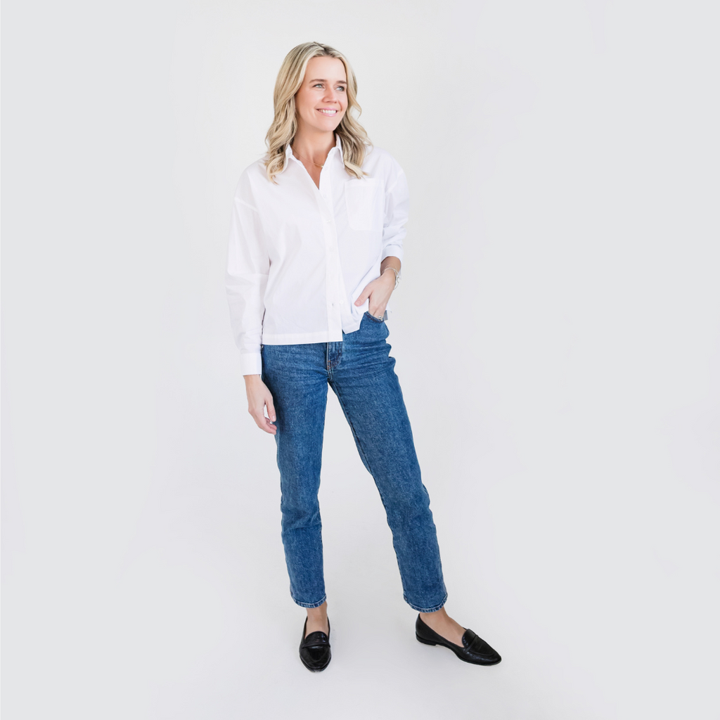 MASON'S DAUGHTER the French Cuff Boyfriend Shirt, White Poplin