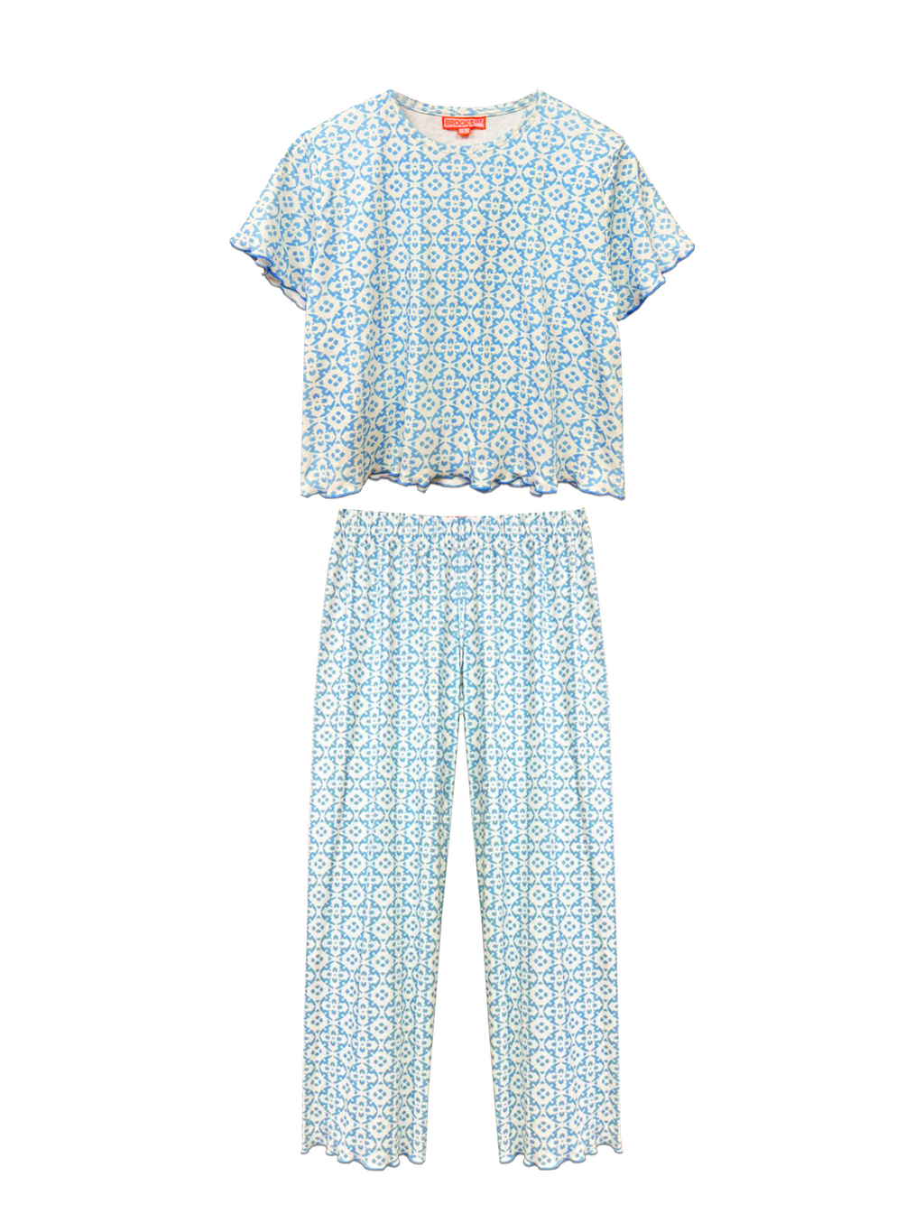 Margarie Pajama Short Sleeve & Pants - Porto Blue