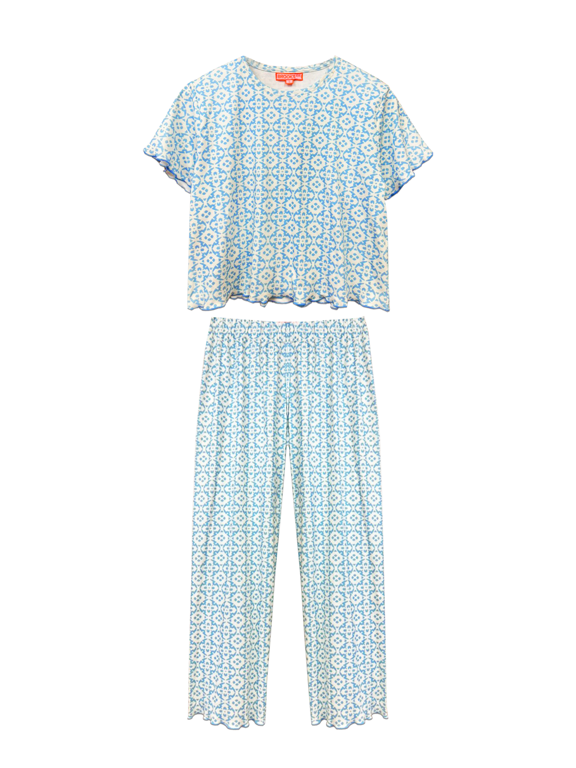 Margarie Pajama Short Sleeve & Pants - Porto Blue