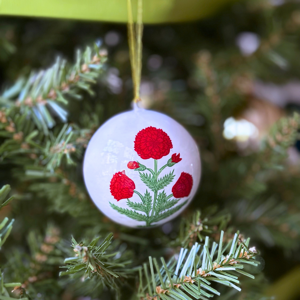 Poppy Red Christmas Ornament - Set of 3